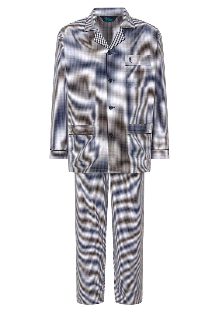 El Búho Nocturno Schlafanzug Herren Lang Baumwolle Pyjama Für Herren Klassisch Revers Knopfjacke Kar