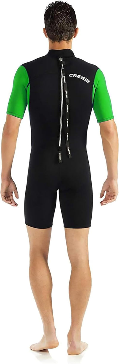 Cressi Med X Men's - Shorty Herren Neoprenanzug Premium Neopren 2.5 mm XXXL/7 Schwarz/Limette/Silber