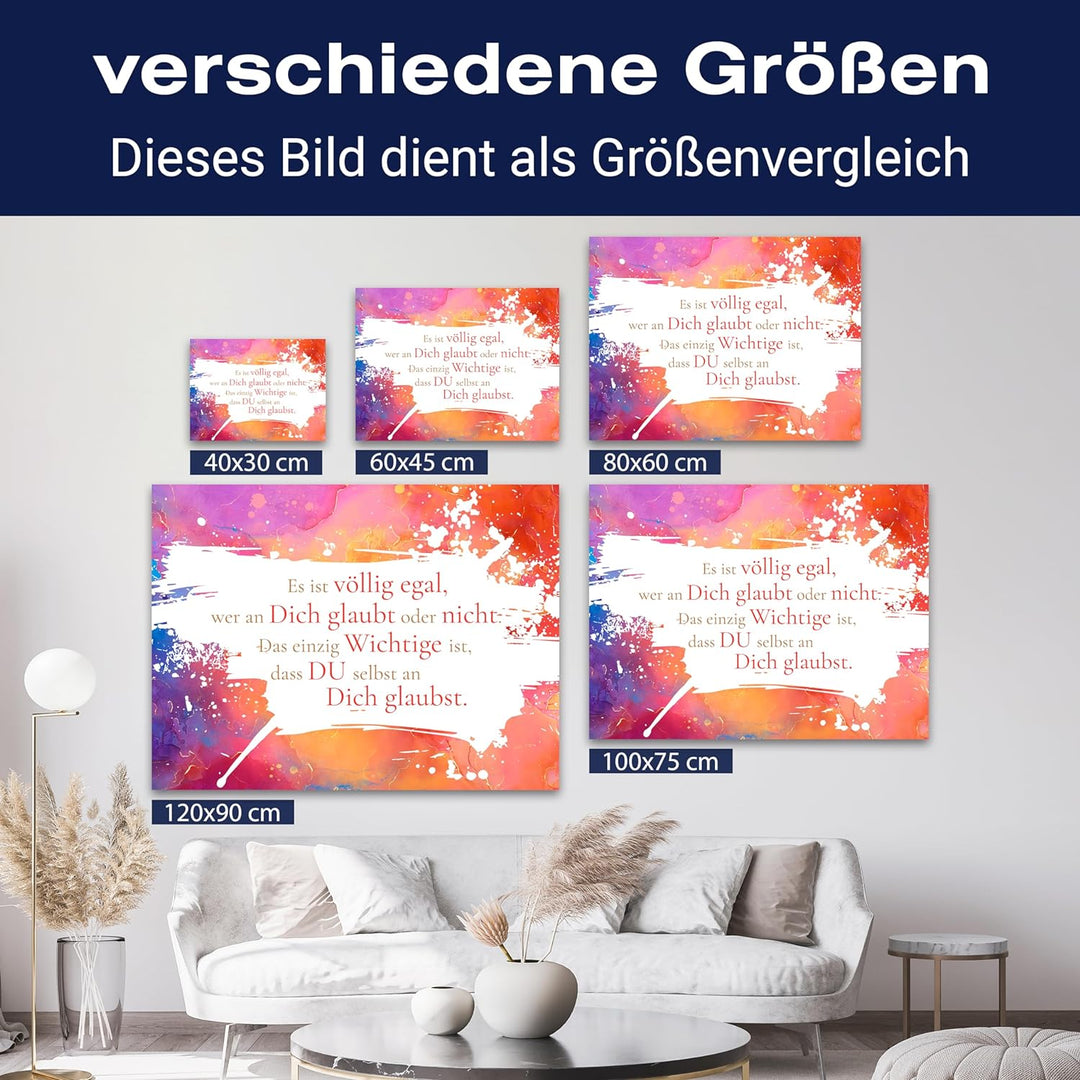 wandmotiv24 Motivations Motiv als Leinwandbild, 100x75cm, Querformat, Glaub an Dich selbst, bunter M