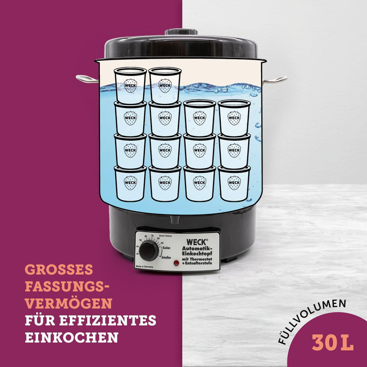 WECK Glühweintopf / Einkochautomat WAT 24A (Einkochtopf aus Edelstahl, 35cm, 30 L, 230V, 1800 W) 683