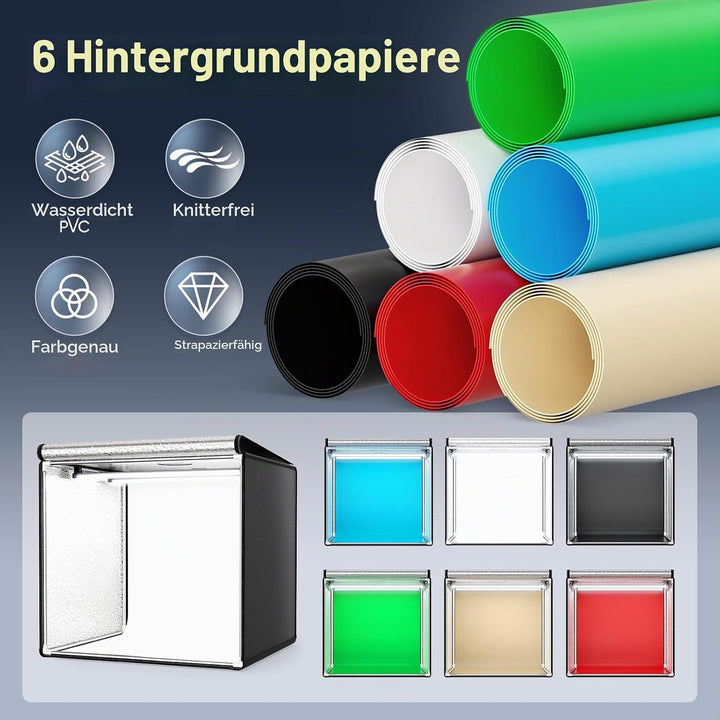 Fotobox, 60CM 5600K Ständer Fotografie Lichtbox, 0-100% Einstellbare Helligkeit Lichtbox Ausgestatte