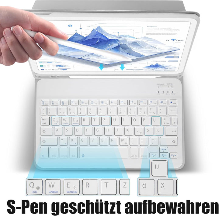 Samsung Galaxy Tab A9+ Hülle mit Tastatur - Galaxy Tab A9 Plus Hülle mit Tastatur, (Deutsches) Tasta