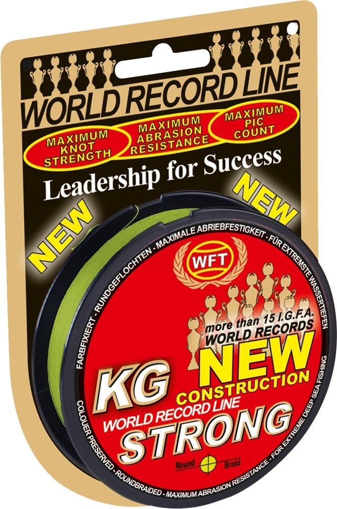 WFT KG Strong 300m 0,18mm 22kg, geflochtene Schnur, Meeresschnur, Angelschnur, Geflechtschnur Grün,