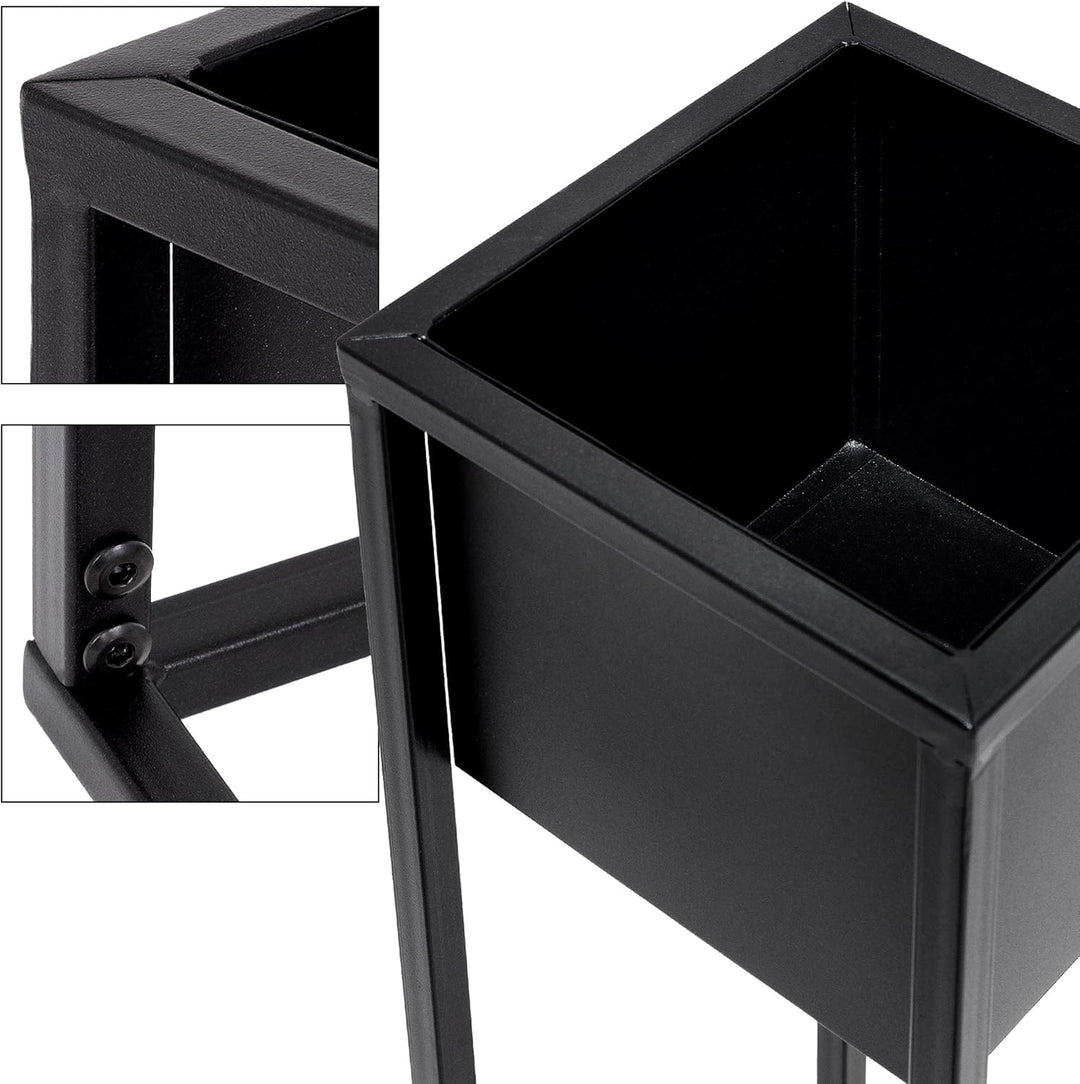 ML-Design Blumenständer im 2er Set, Schwarz, 21 x 50/70 x 21 cm, Moderne Blumentopfständer mit Übert