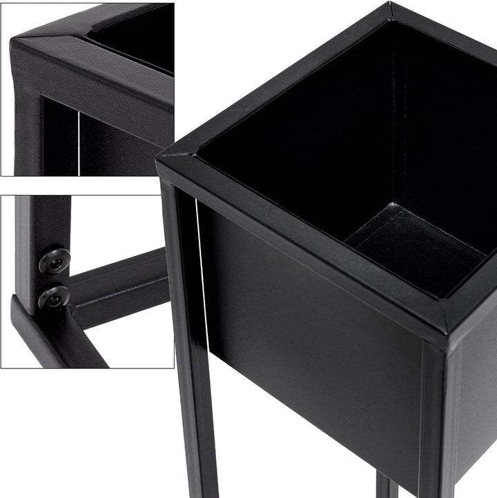 ML-Design Blumenständer im 2er Set, Schwarz, 21 x 50/70 x 21 cm, Moderne Blumentopfständer mit Übert
