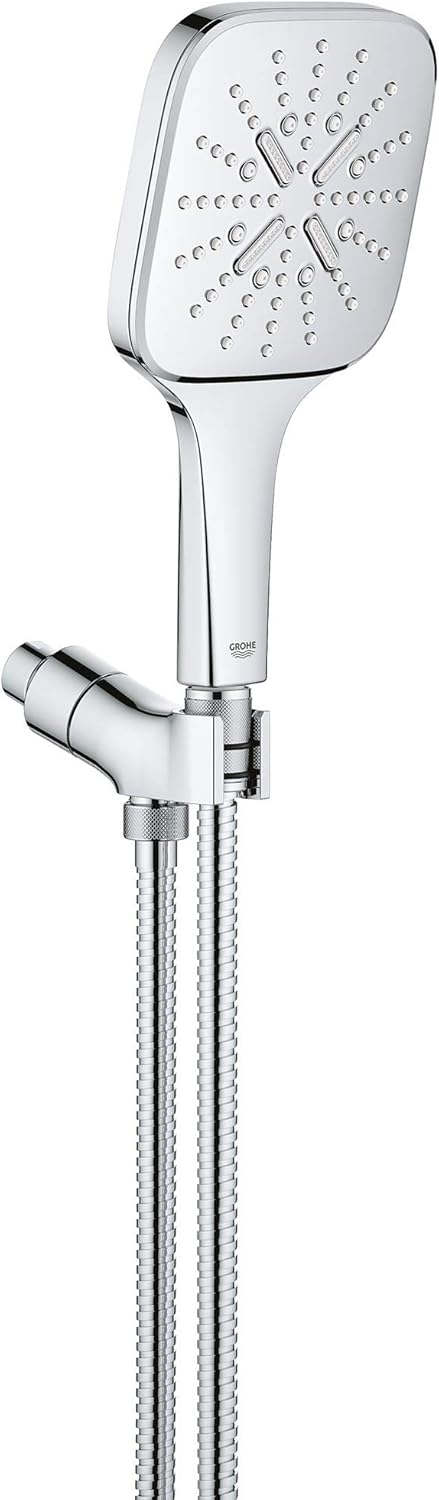 GROHE 26605000 Regendusche SmartActive Handbrause - 3 Sprühstösse, 1,75 gpm, Starlight Chrom Quadrat