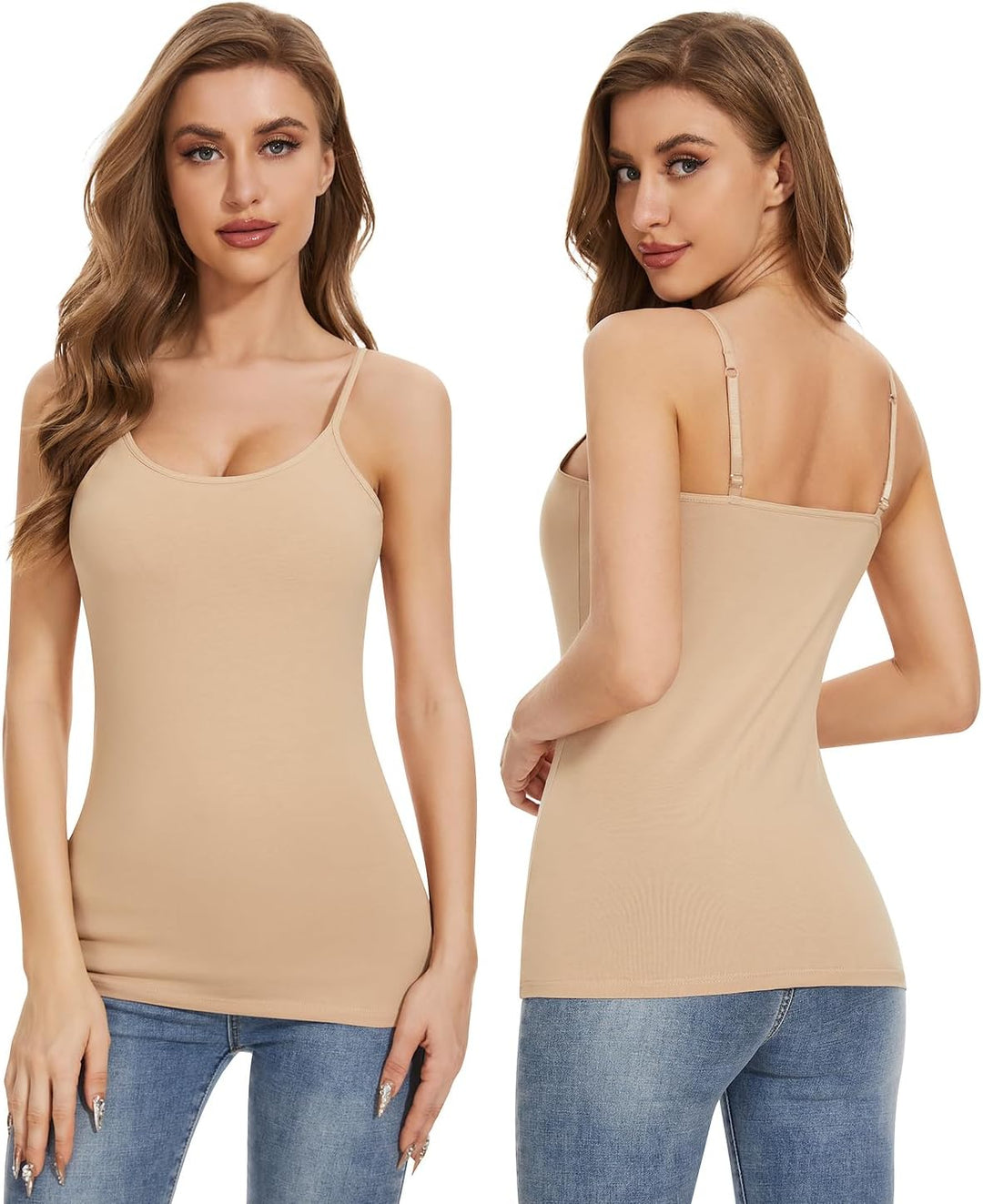 Knuffnee Damen Baumwolle Unterhemd Regal BH Unterhemden Verstellbaren Spaghetti Top 3er Pack XXL Sch