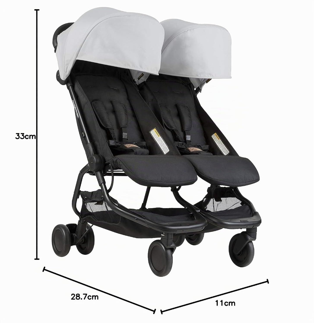 Mountain Buggy Nano DUO V1 Zwillings-, Geschwisterwagen - silber