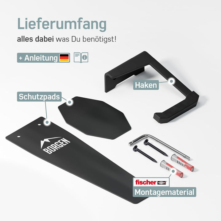 Borgen Fahrrad Wandhalterung Vertikal mit 32 kg Tragkraft - Fahrradhalterung Wand für E-Bike, MTB un