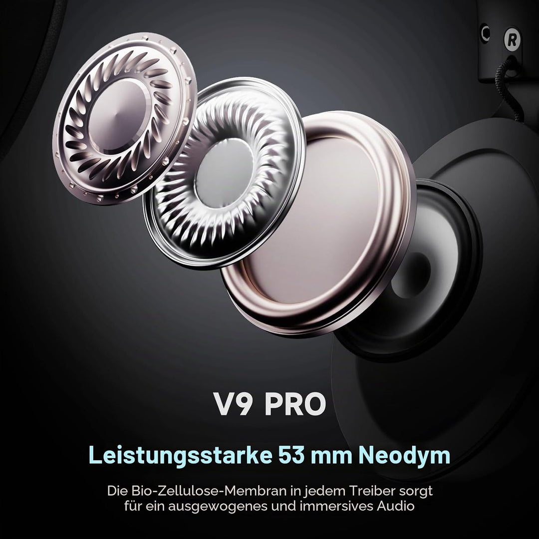 MCHOSE V9 Pro Kabelloses Gaming-Headset, 7.1 Surround-Sound | 53-mm-Neodym-Treiber, bis zu 40 m Reic