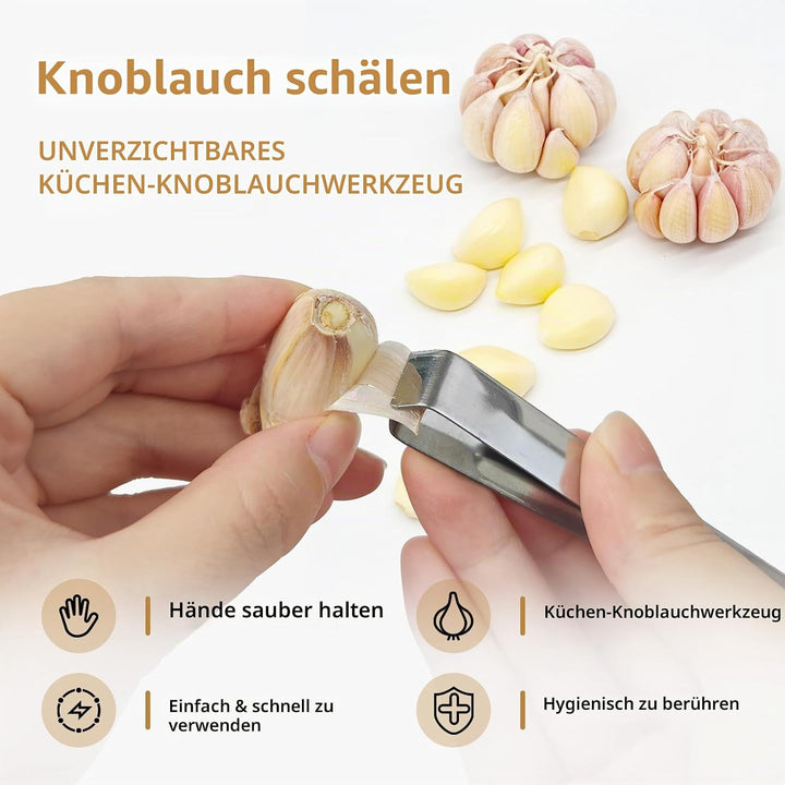 Knoblauchpresse, Knoblauchwippe aus rostfreiem Edelstahl, garlic press, Tragbarer Küchenhilfe, Mit K