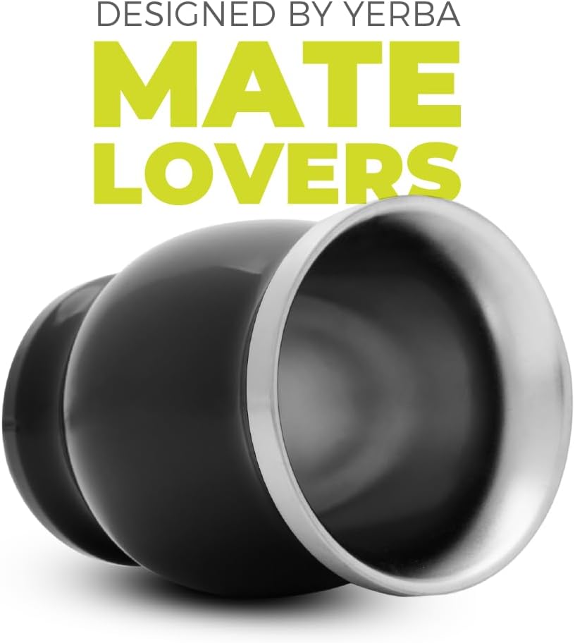 balibetov Yerba Mate Tee Set (Mate Becher) aus Rostfreiem Edelstahl mit Bombilla (Strohhalm) für Mat