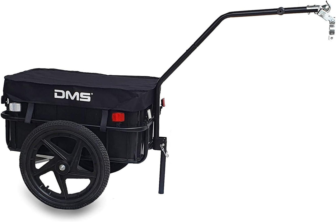 DMS® Fahrradanhänger, Lastenanhänger, Handwagen, mit Hochdeichsel, Transportbox mit 70 Liter Volumen