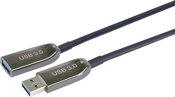 PremiumCord USB 3.0 Optisches Verlängerungskabel 50m (AOC), Glasfaser Kabel, Datenkabel SuperSpeed b