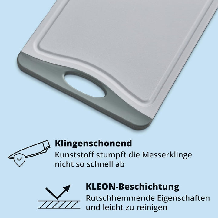 KHG Schneidebrett aus Kunststoff Grau-Weiss - 37 x 25 x 0,8 cm - Grosses Messerbrett, Küchenbrett ru
