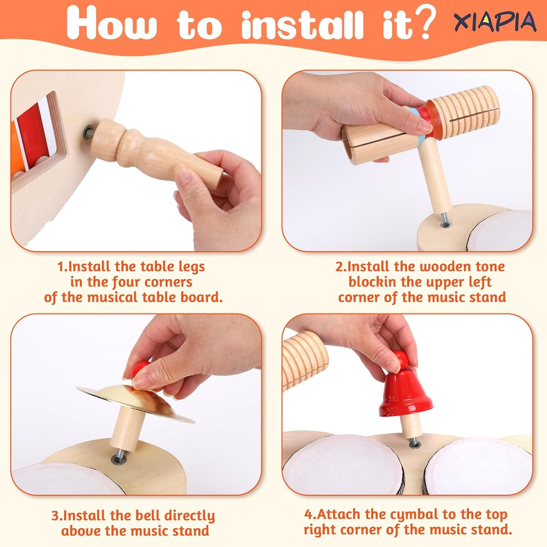 YGJT Schlagzeug Kinder, Trommel Kinder 10-in-1 Musikinstrumente Kinder ab 1 2 3 Jahre mit Xylophon,