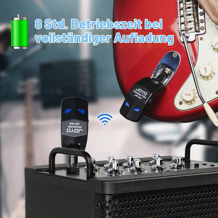 JOYO 2,4 GHz Wireless Guitar System 4 Kanäle Wiederaufladbarer Audio Wireless Transmitter Receiver f