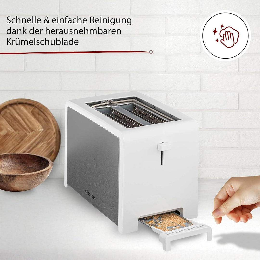 Cloer 3211 Toaster, 825 W, für 2 Toastscheiben, integrierter Brötchenaufsatz, Nachhebevorrichtung, K