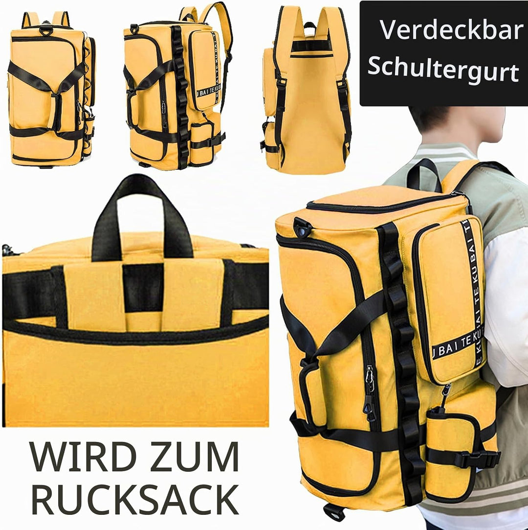 Reisetasche Damen Herren, 65L Wasserabweisende Sporttasche, Large Capacity Reise Tasche Gym Bag, mit