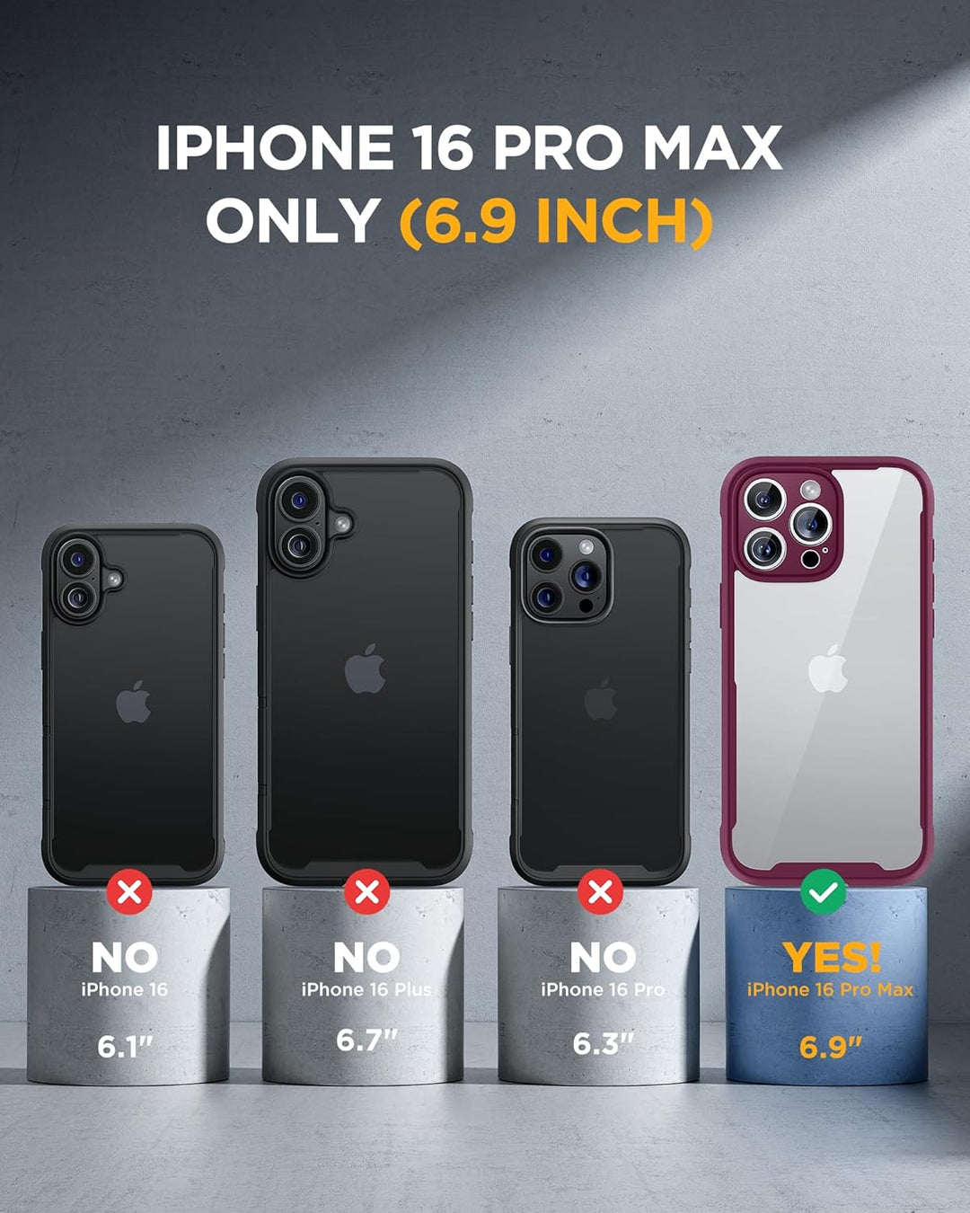 Miracase 360 Grad für iPhone 16 Pro Max Hülle mit Eingebaut Glas Schutzfolie und Kameraschutz, Stoss