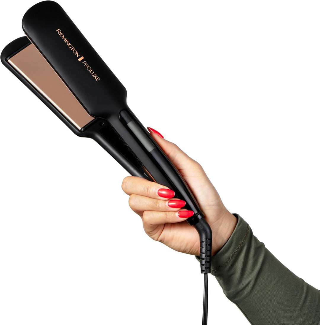 Remington Glätteisen [extra breite Keramikstylingplatten 110 x 50mm] Proluxe (OPTIheat Technologie,