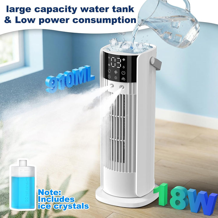 Klimaanlage Mobil, 4-In-1 Luftkühler mit Wasserkühlung, Klimaanlage Ohne Abluftschlauch, Tanque de 9