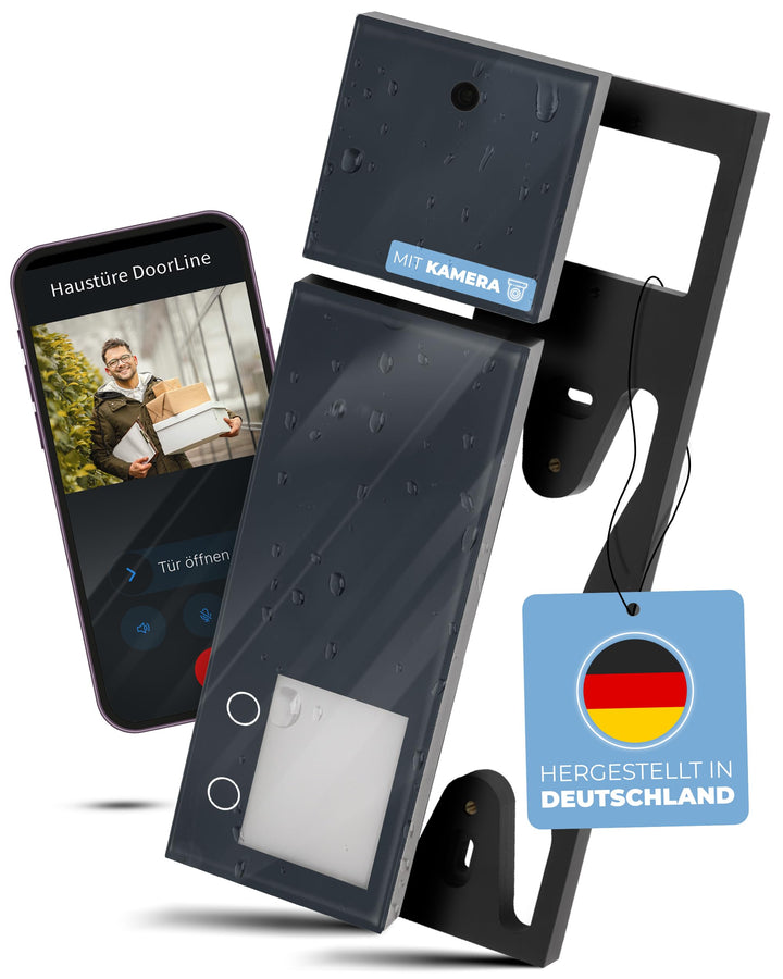 DOORLINE® Video Türklingel mit Kamera kabellos [kompatibel mit Fritz!Box + App-Steuerung] anthrazit,