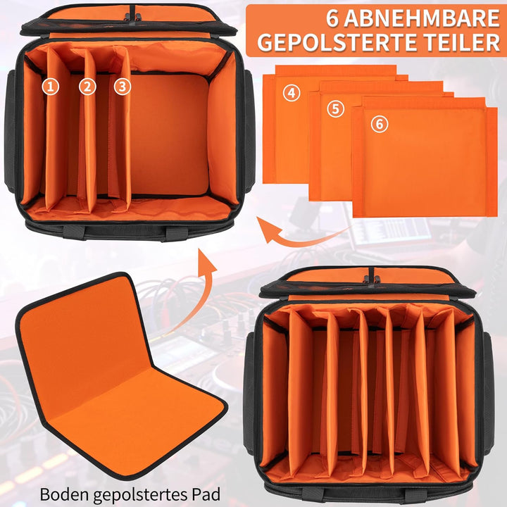 DJ Tasche, 1680D Nylon DJ Gigbag mit Abnehmbaren Trennwänden und Boden, DJ Kabel Organizer Tasche fü