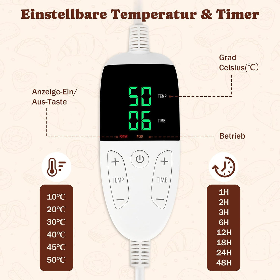 Brot Gärbox Sauerteig, Dreiseitenheizung Gärbox mit Heizung für Sauerteig Teiggärbox mit Thermostat