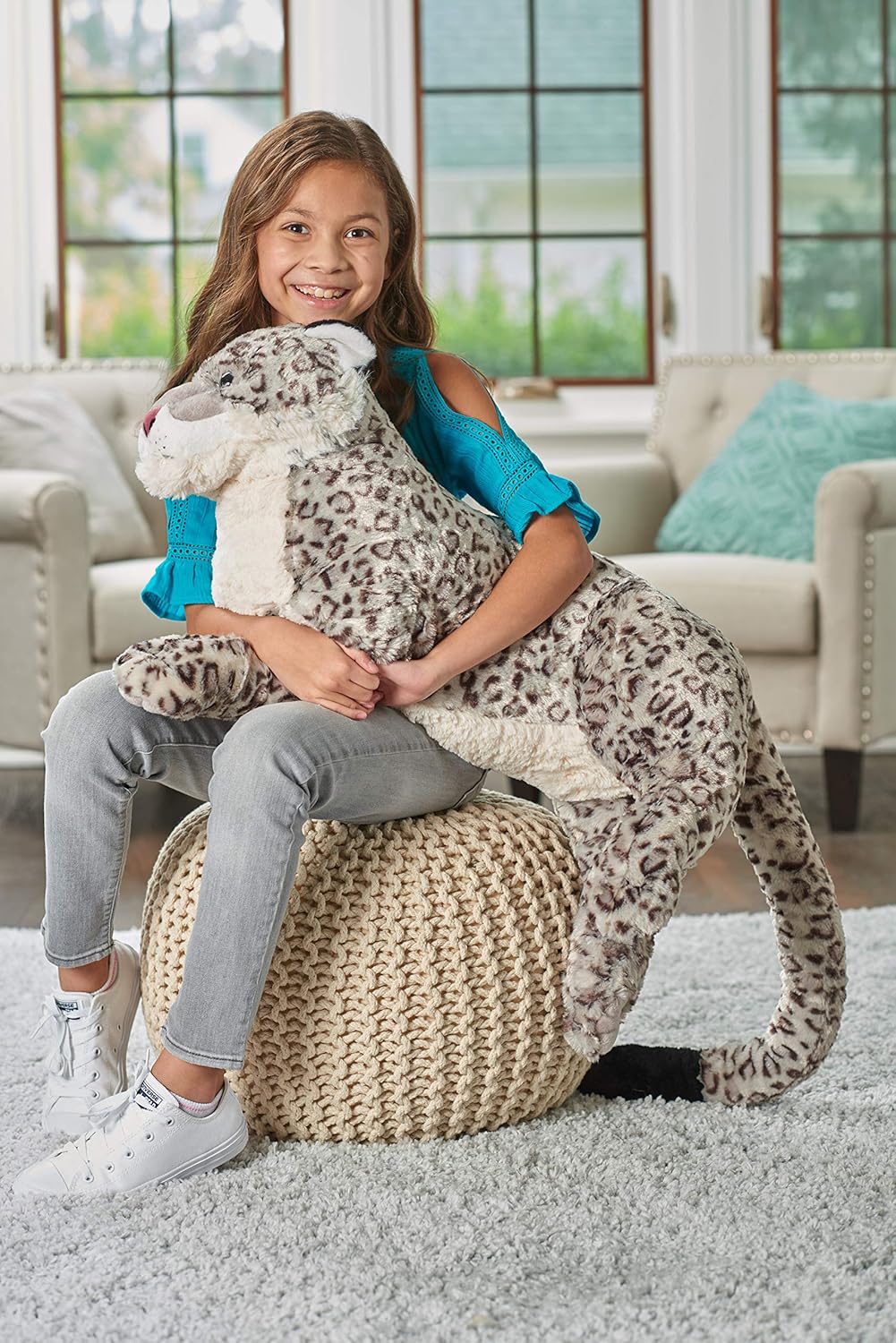 Wild Republic 18075 19551 Jumbo Plüsch Schneeleopard, grosses Kuscheltier, Plüschtier, Cuddlekins, 7