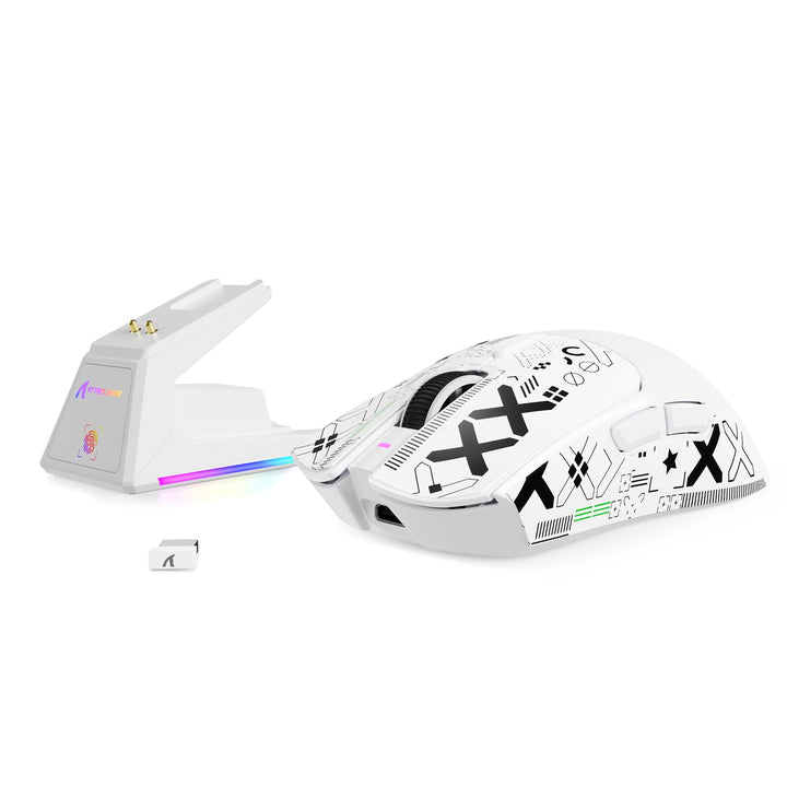 MAMBASNAKE x Attack Shark X1 Gaming-Maus mit Ladestation, 49g Ultralight, 40K DPI PAW3395 PRO-Sensor