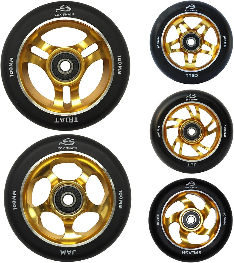 Cox Swain 2 STK. High End 100mm Stunt Scooter Rollen Alu Core - ABEC 11 Lager JAM (Gold) 100mm, JAM