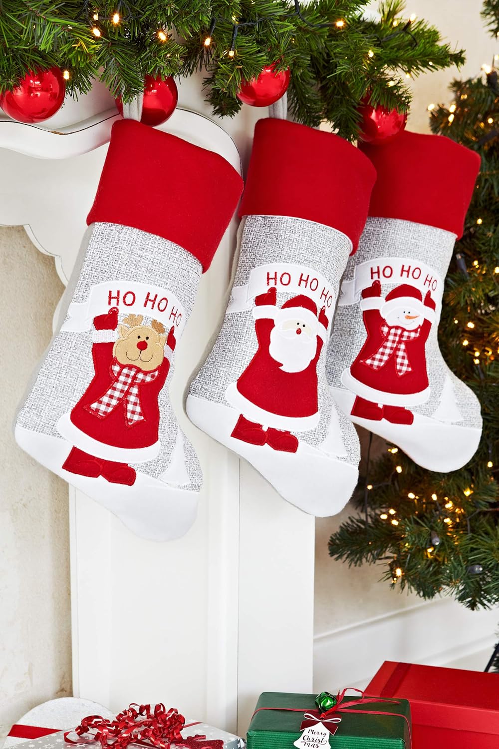 Heitmann Deco Nikolausstiefel-Set 41 cm | Weihnachtsstrumpf zum Befüllen | Nikolaussocke 3er Set mit