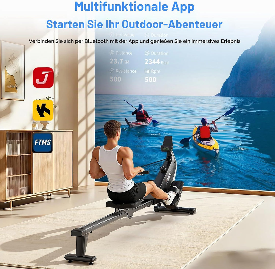 JOROTO Rudergerät für Zuhause – Leiser Magnetwiderstand | Kompatible App | 16 Widerstandsstufen | Du