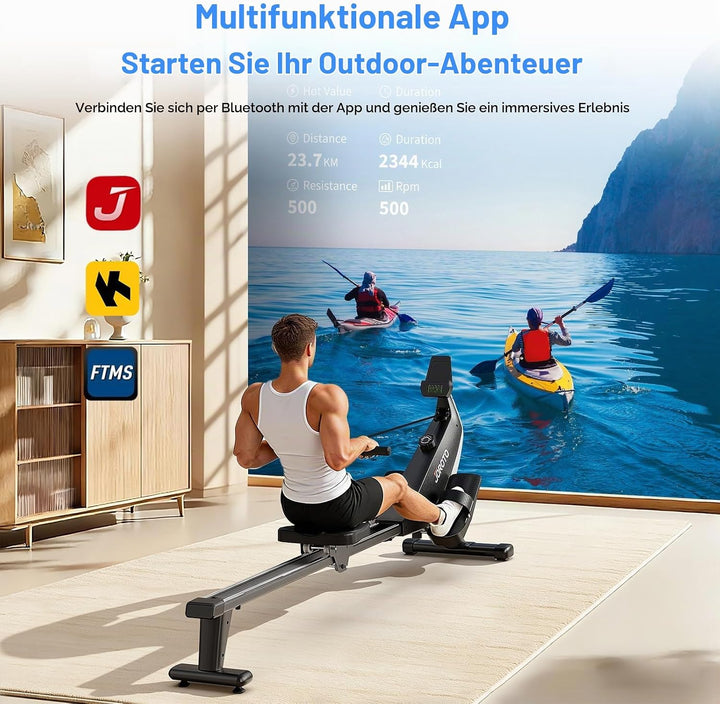 JOROTO Rudergerät für Zuhause – Leiser Magnetwiderstand | Kompatible App | 16 Widerstandsstufen | Du