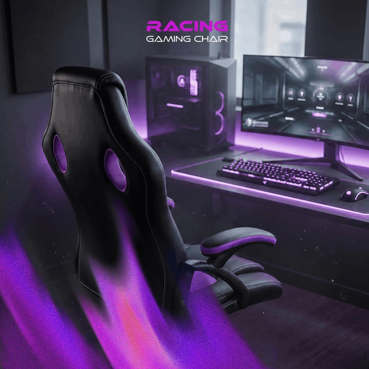 Gamer Stuhl Gaming Schreibtischstuhl Chefsessel Bürostuhl Ergonomisch, Lila, 9 Farbvarianten, gepols