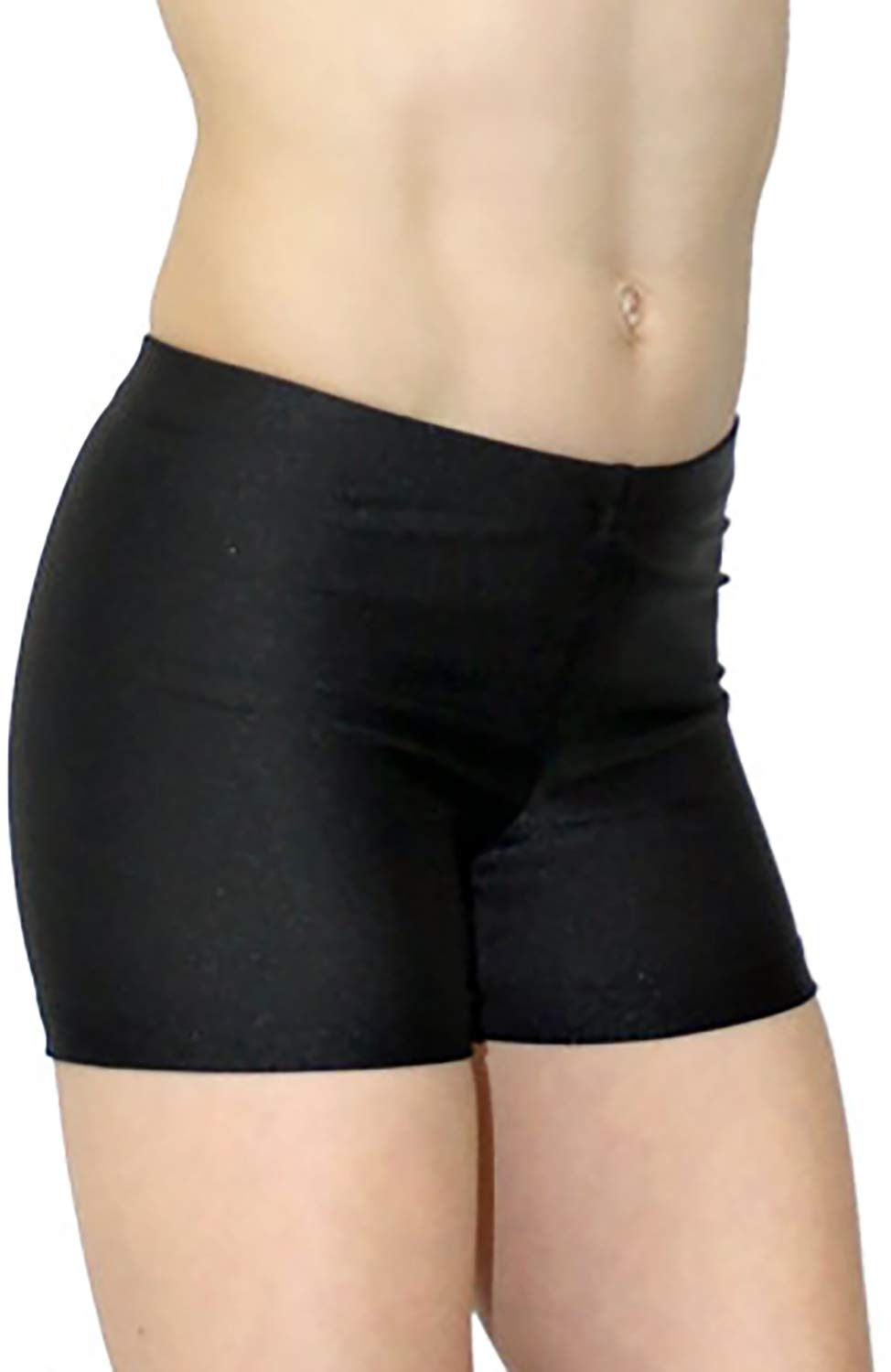 Shorty Kinder Hipster Kurze Mädchen Sporthose Glanz Lycra bi-elastisch Fitnesshose Hüfthose Hotpants