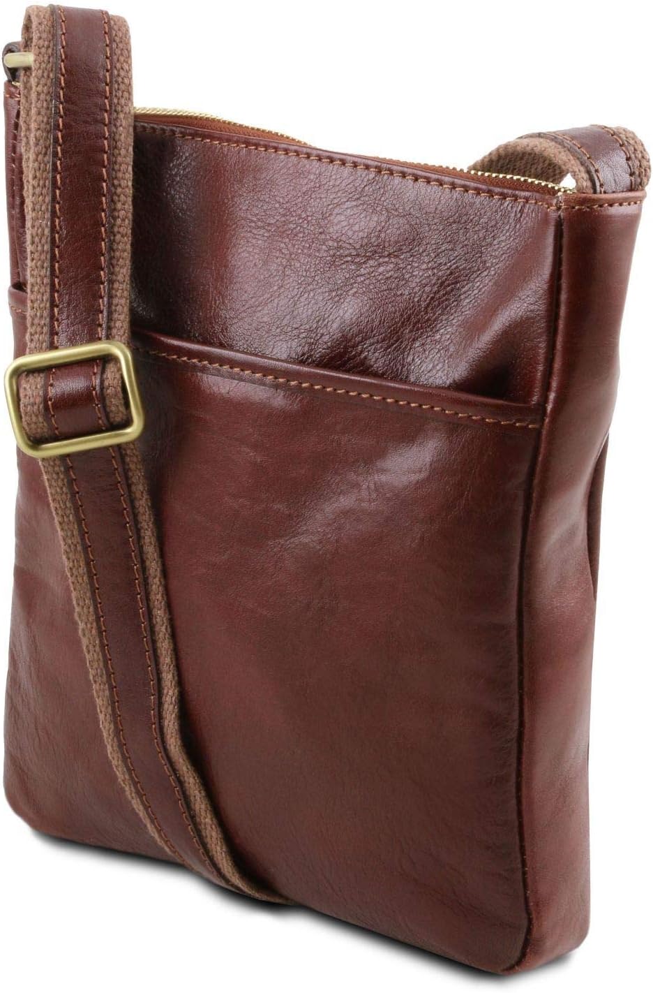 Tuscany Leather Jason Praktische Umhängetasche aus Leder Schwarz, Schwarz