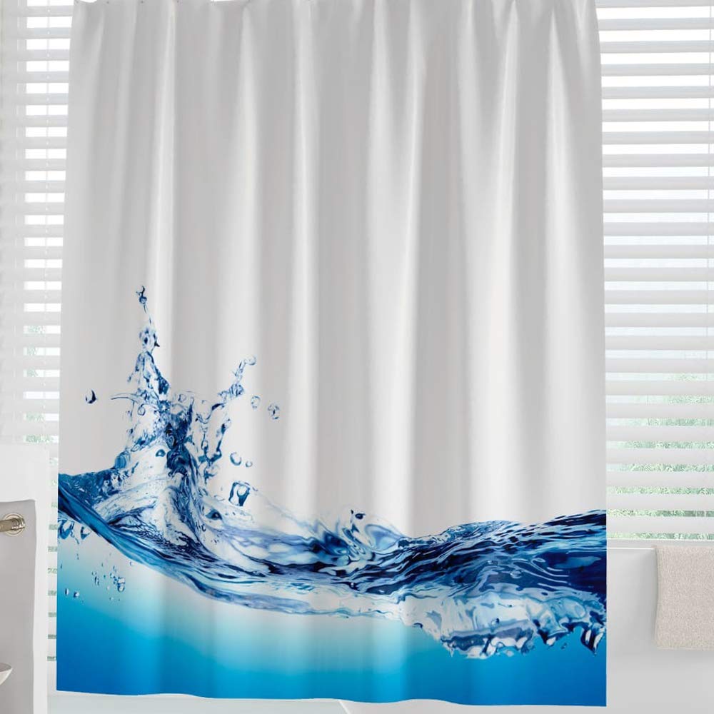 Digitaldruck Qualität Textil Duschvorhang Wannenvorhang WASSERWELLE 240x200cm inkl. Ringe