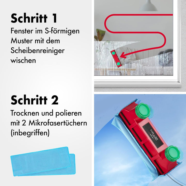 Tyroler Fensterreiniger mit regulierbarer Magnetkraft Glider D-4 | Fensterputzen leicht gemacht | Gl