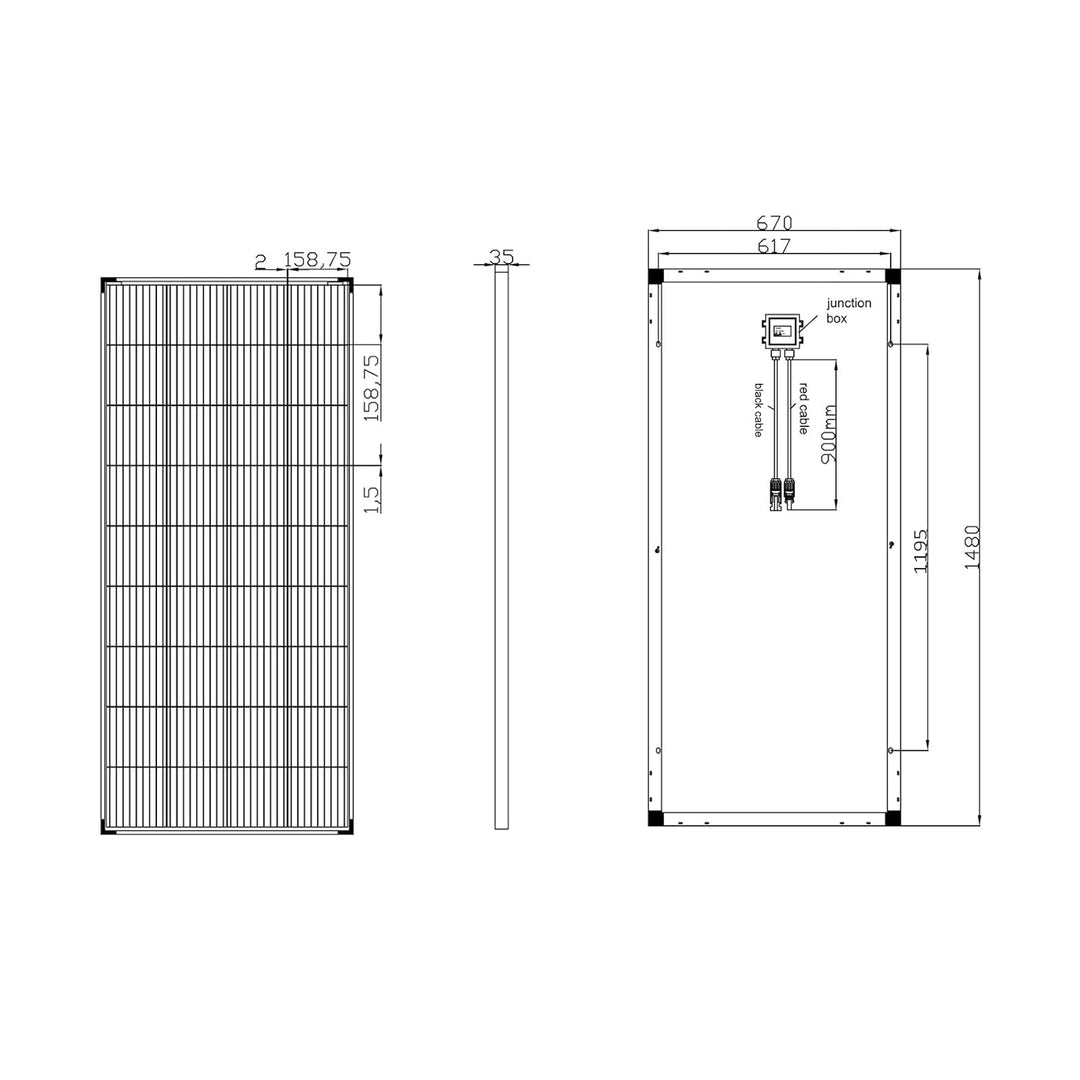 enjoy solar® Mono 180W 36V Monokristallin Solarmodul Solarpanel ideal für 24V Gartenhäuse Wohnmobil