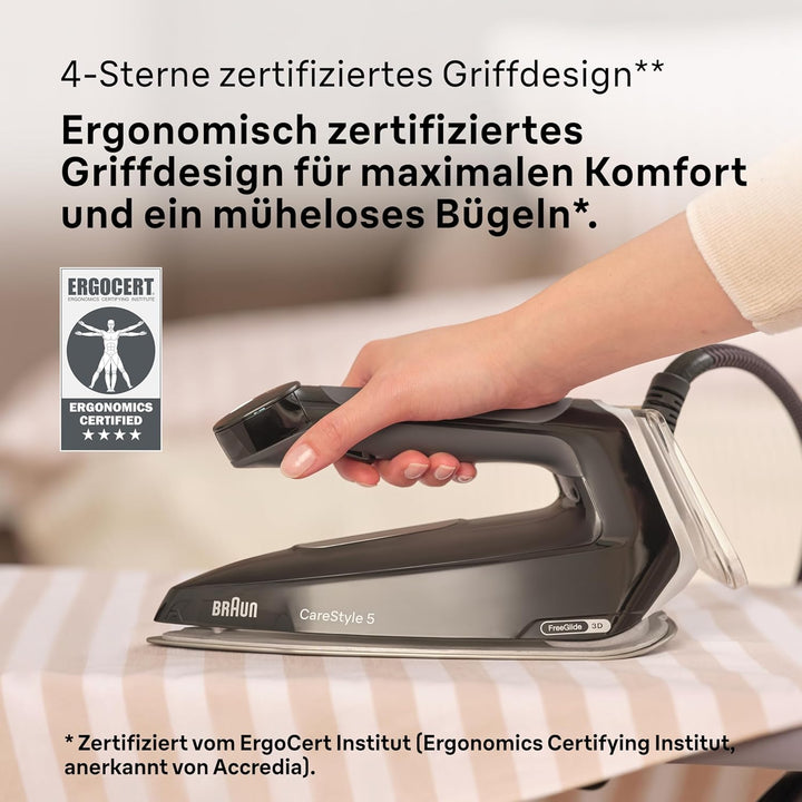 Braun Dampfbügeleisen CareStyle 5 IS5249BK mit FreeGlide 3D, 150 g/min Dampfleistung, schnelle Aufhe
