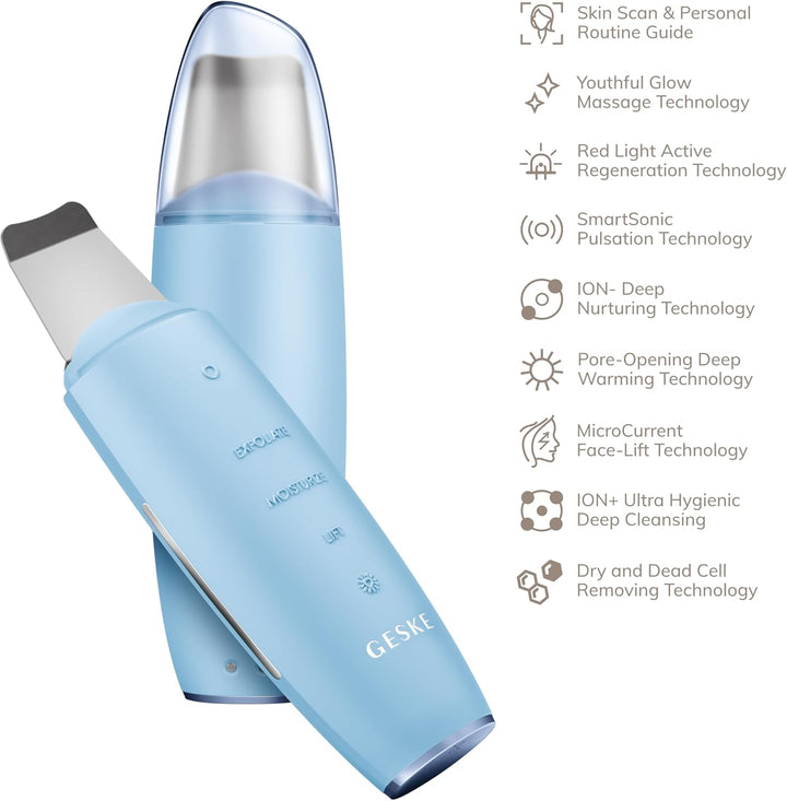 GESKE | SmartAppGuided™ MicroCurrent Skin Scrubber & Blackhead Remover | 9 in 1 | Skincare Tools | F