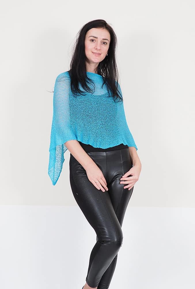 Mimosa Damen Schlichtes Stretch-Fischnetz häkeln Fledermaus kleiner Poncho Einheitsgrösse Grosse Grö