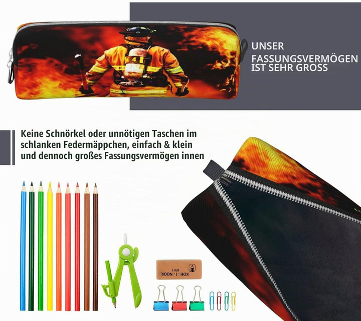 HAOSOFT Federmäppchen Feuerwehr Feuerwehrmann sucht Federmappe Etui für Jungen Mädchen Grosse Schuls