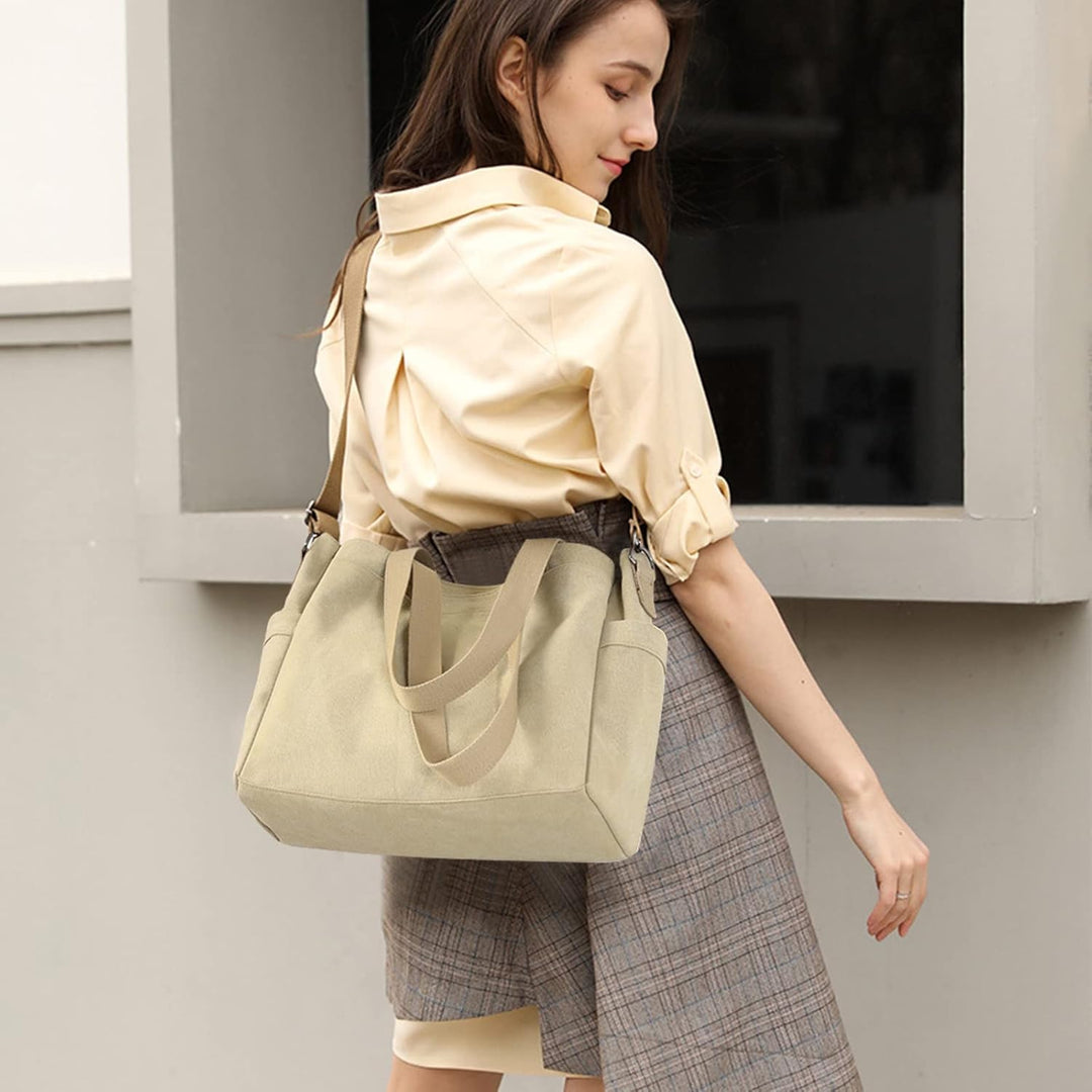 NICOLE & DORIS Canvas Handtasche Damen Grosse Kapazität Tote Tasche Shopper Schultertasche Casual Um