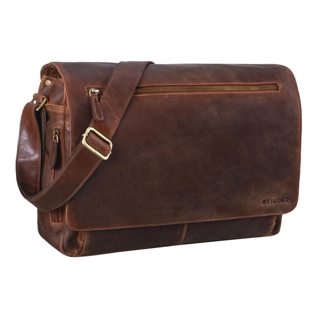 STILORD 'Jan' 15,6 Zoll Laptoptasche Leder Herren Damen Umhängetasche Unitasche Aktentasche Freizeit