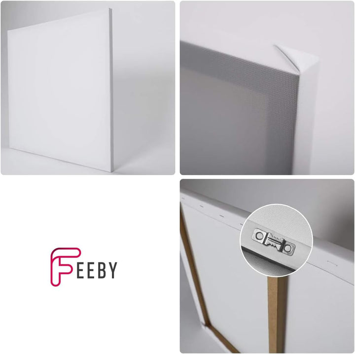 Feeby Leinwand Bilder - Fensterblick Lakeside House - Vlies 45x30 cm - Deko Wohnzimmer - Wandbilder