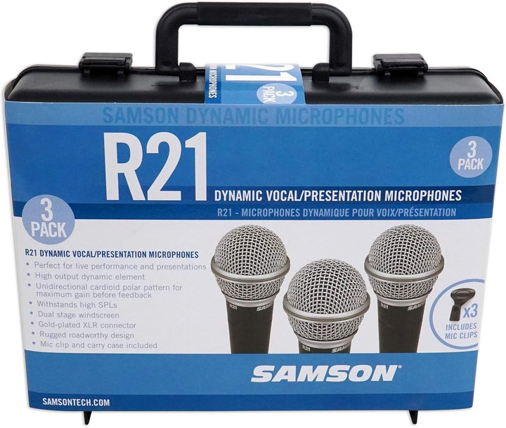 Samson R21 Pack mit 3 dynamischen Mikrofonen (Nieren), Schwarz