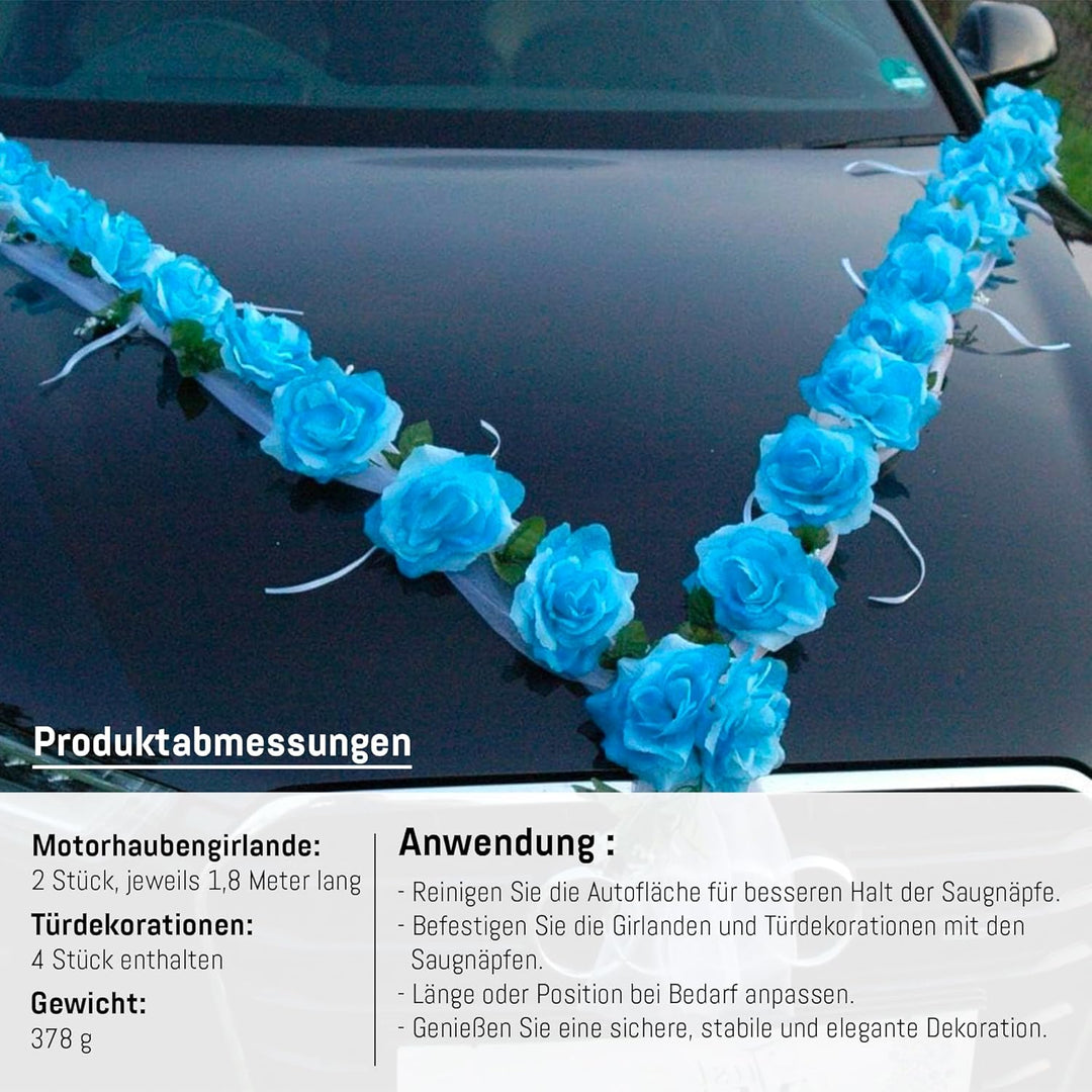 Rosen Girlande Braut Paar Rose Deko Dekoration Autoschmuck Hochzeit Car Auto Wedding ®Auto-schmuck D